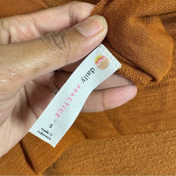 Daily Practice Rust Brown Ruched Mini Sweater Dress Open Back Long Sleeve Small - Picture 9 of 12